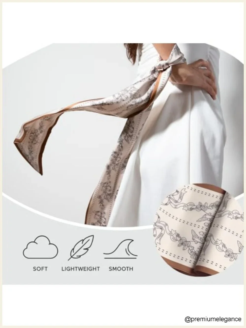 Silk-Like Purse Scarf for Handbags, Neck, Hair Scarf for Women - 51